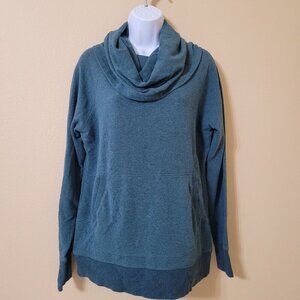 L.L. Bean Shirt Size L Women’s Teal Pullover Stretch Cowl Neck Sweatshirt